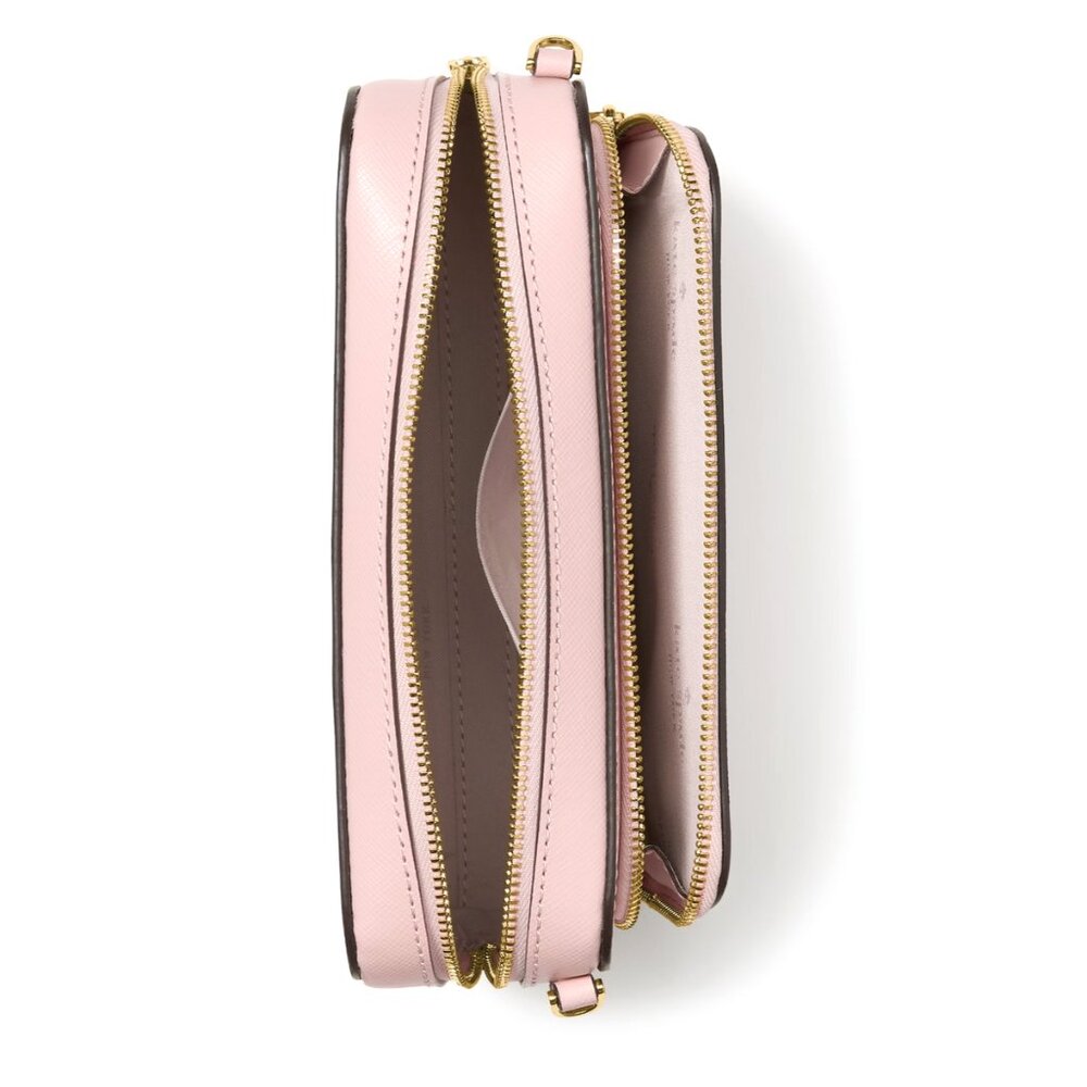 New Kate Spade Staci Dual Zip Around Crossbody Saffiano Leather Tutu Pink - Picture 3 of 4